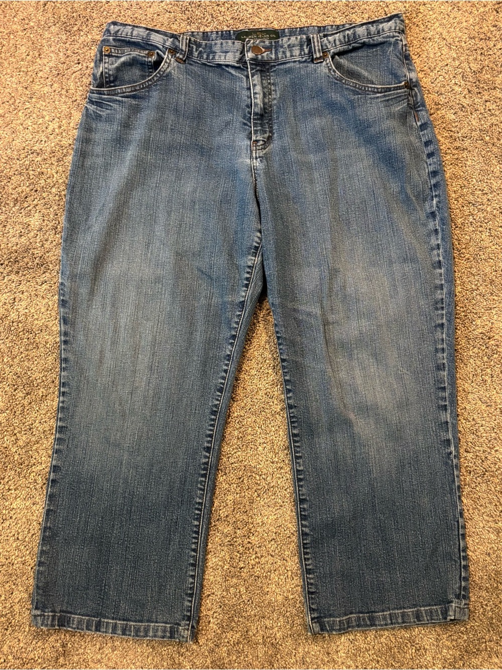 Lauren Ralph Lauren LRL Jeans Womens 16 Light Wash Faded Cotton Blend Straight